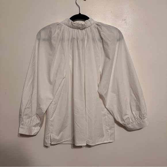 Rails Amal Ruffle Neck Tie Neck Cotton Blouse Size Small White - Picture 9 of 9